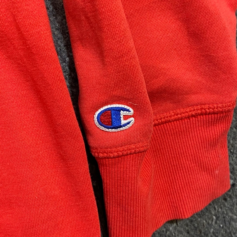 Champion Hoodie Sz 2XL Mens Red Streetwear Script Logo Pullover Shirt Sweatshirt - Picture 4 of 8